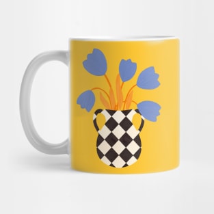 Checkered vase and tulips Mug